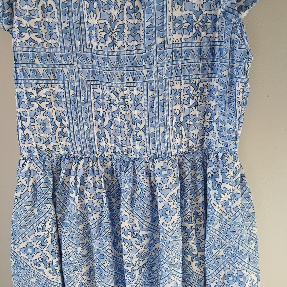 Vineyard Vines Women's Size Medium Cay Scarf Print Pintuck Dress Fringe Mini - Picture 15 of 16